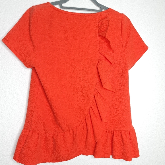 Anthro POSTAGE STAMP Cascata Peplum Top in Coral - Picture 2 of 6